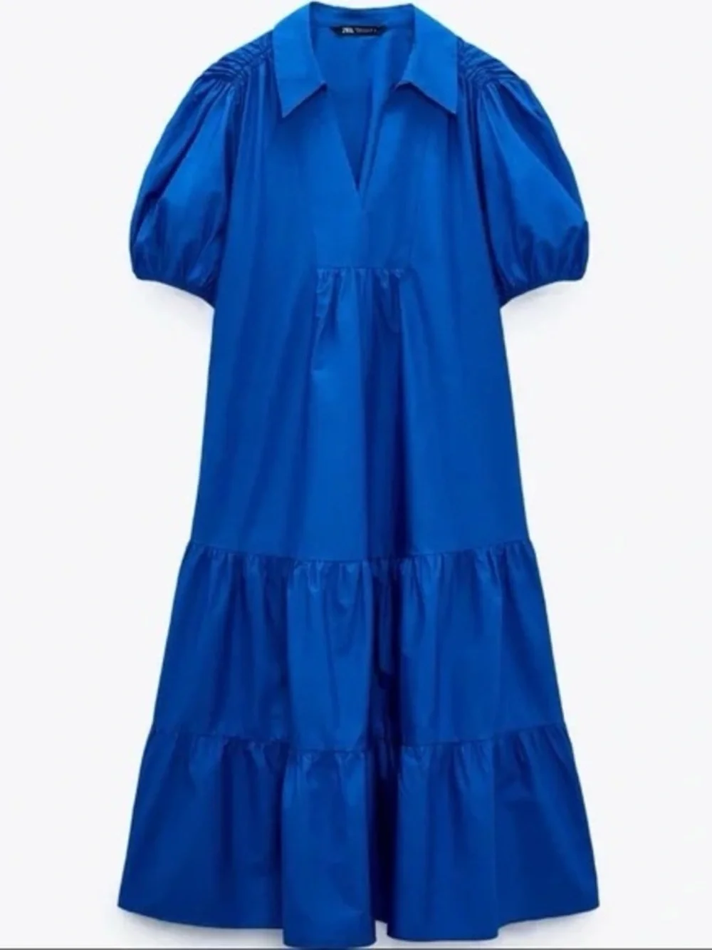 Zara | Dresses | Zara Blue Poplin Midi Dress | Poshmark